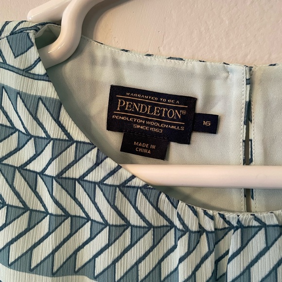Pendleton Summer Pattern Sleeveless Dress - Turquoise Blue Size 16 - Picture 2 of 10